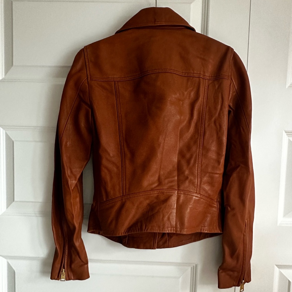 ALL SAINTS Dalby Leather Biker Jacket Cognac Brown 2‎ NWOT - Picture 6 of 6